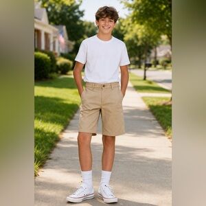 Class Club Boys Beige Chino Shorts Size 14 100% Cotton with Pockets